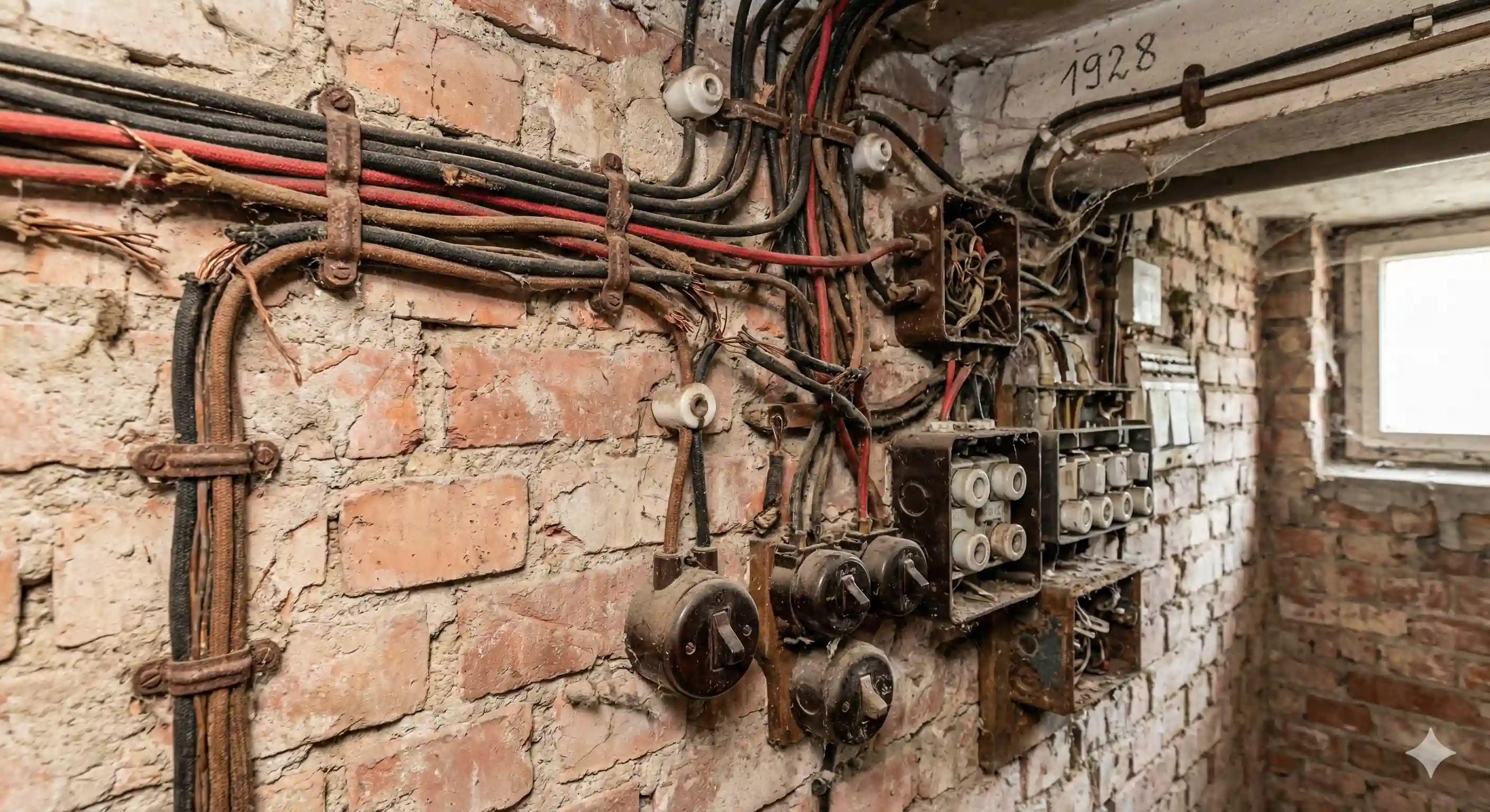 Alte Elektroinstallation im Altbau - veraltete Kabel und Verteilerdosen